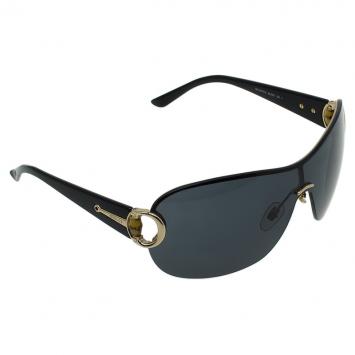 Pre Owned Gucci Black Bamboo Detail GG2875/S Shield Sunglasses