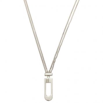 Pre Owned Gucci G Quadruple Lariat Silver Necklace