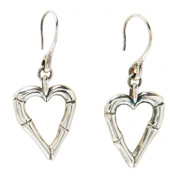 Pre Owned Gucci Bamboo Heart Silver Hook Earrings