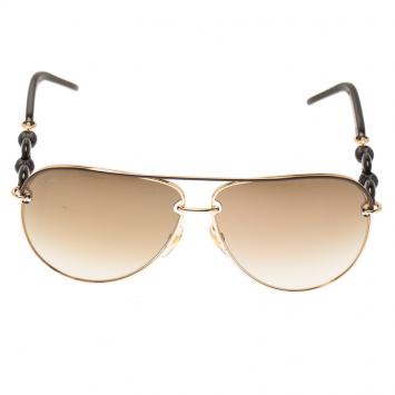 Pre Owned Gucci Brown and Rose Gold Tone GG 4225/S Chain Link Aviators