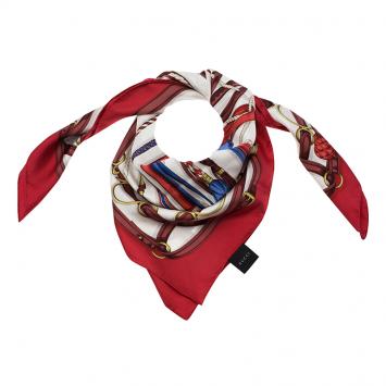 مملوكة مسبقًا Gucci White Multicolor Printed Square Silk Scarf