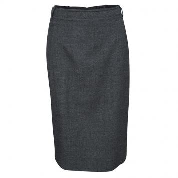 Pre Owned Gucci Grey Wool Gabardine Belted Pencil Skirt S