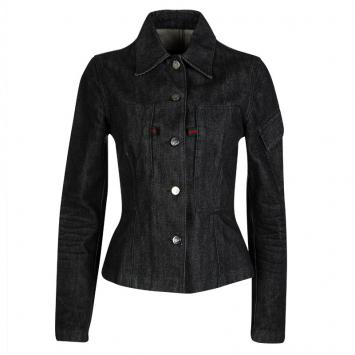 Pre Owned Gucci Black Denim  Button Front Fitted Jacket S