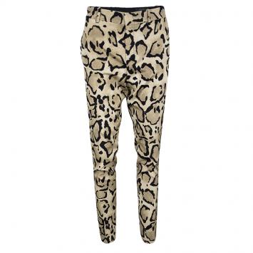 Pre Owned Gucci Brown Animal Printed Silk Trousers S
