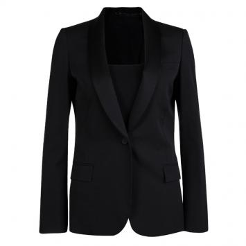Pre Owned Gucci Black Wool Satin Lapel Detail Blazer M