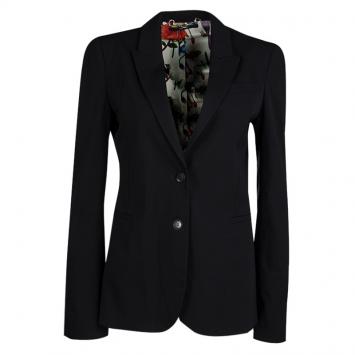 Pre Owned Gucci Black Wool Floral Lining Blazer M