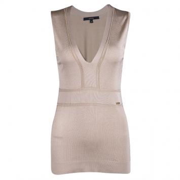 Pre Owned Gucci Pale Pink Perforated Knit Sleeveless Top M