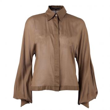 Pre Owned Gucci Brown Cotton Blouse M
