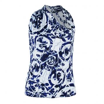 Pre Owned Gucci Blue White Halter Floral Top M