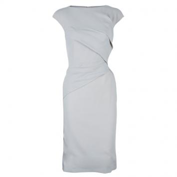 Pre Owned Gucci Neutral Draped Front Dress S