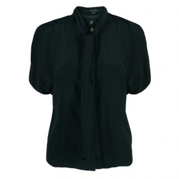 Pre Owned Gucci Black Silk Button Down Top S