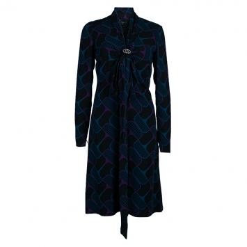 Pre Owned Gucci Abstract Print Full Sleeve Dress M