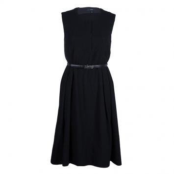 Pre Owned Gucci Black Belted A Line Dress L