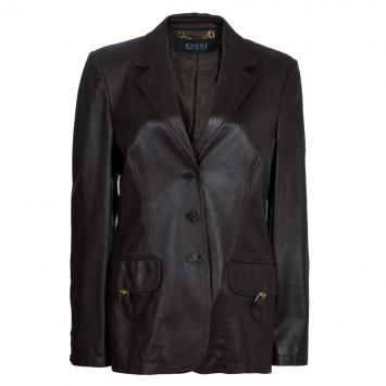 Pre Owned Gucci Brown Leather Jacket L