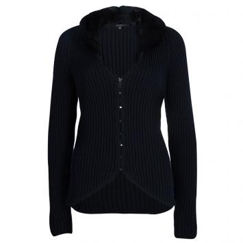 Pre Owned Gucci Black Wool Fur Cardigan XL