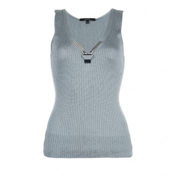 Pre Owned Gucci Grey Ribbed Sleeveless Top XS
