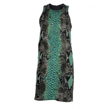 Pre Owned Gucci Green Textured Snakeskin Print Sleeveless Dress S