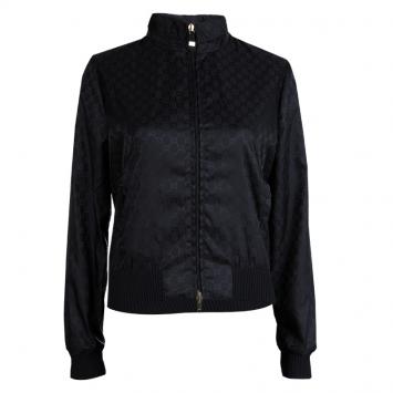 Pre Owned Gucci Black GG Nylon Bomber Jacket S