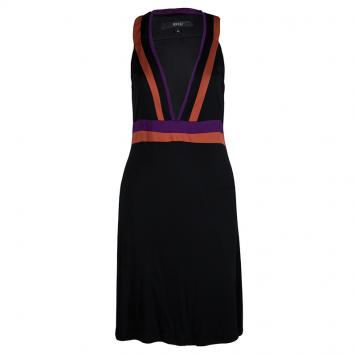 Pre Owned Gucci Black Knit Colorblock Sleeveless Dress M