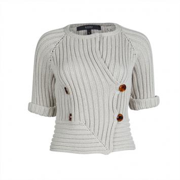 Pre Owned Gucci Beige Chunky Rib Knit Overlap Detail Cardigan S