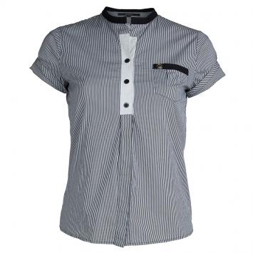 Pre Owned Gucci Monochrome Striped Short Sleeve Top S