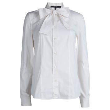 Pre Owned  Gucci White Neck Tie Detail Long Sleeve Shirt M