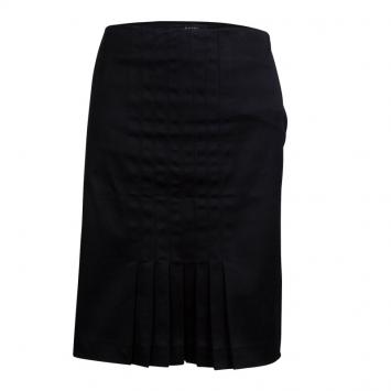 Pre Owned Gucci Black Cotton Stitched Down Pleated Panel Midi Skirt M