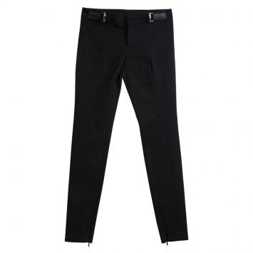 Pre Owned Gucci Black Paneled Buckle Detail Tapered Trousers S