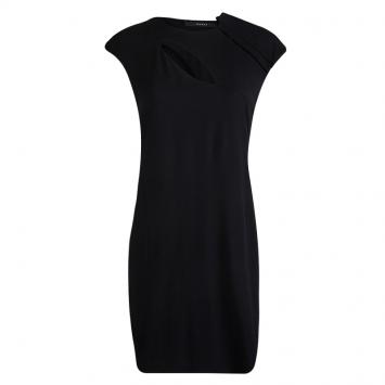 Pre Owned Gucci Black Cutout Detail Metal Trim Shift Dress M