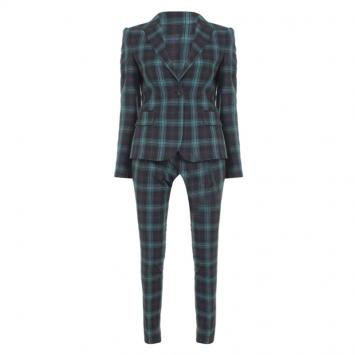 Pre Owned Gucci Green Checked Pattern Pantsuit S