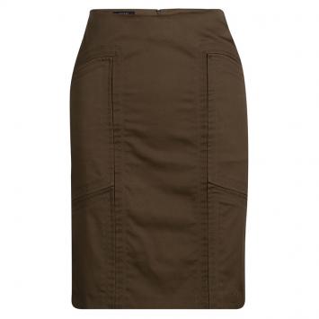 Pre Owned Gucci Brown Cotton Paneled Slit Detail Skirt M
