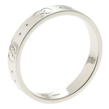 Pre Owned Gucci Icon White Gold Band Ring Size 59