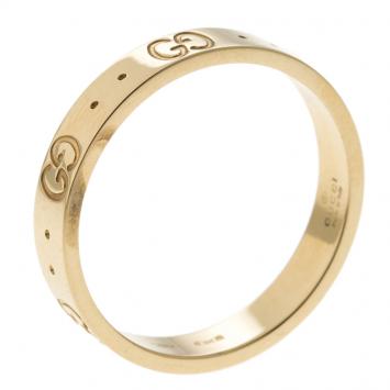 Pre Owned Gucci Icon Yellow Gold Band Ring Size 59