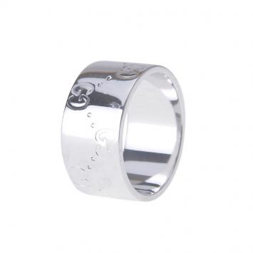 Pre Owned Gucci Icon White Gold Band Ring Size 57