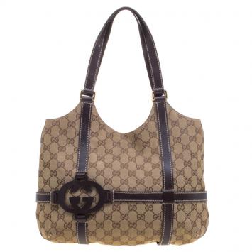 Pre Owned Gucci GG Canvas GG Interlocking Tote