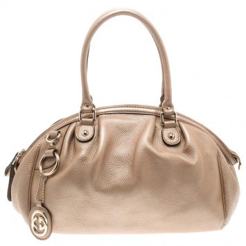 Pre Owned Gucci Beige Leather Medium Sukey Boston Bag