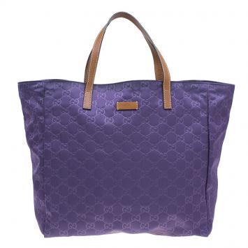 Pre Owned Gucci Purple Nylon Guccissima Shopper Tote Bag