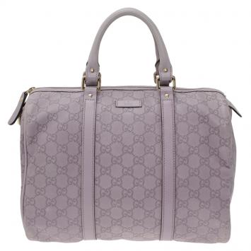 Pre Owned Gucci Lilac Guccissima Leather Medium Joy Boston Bag
