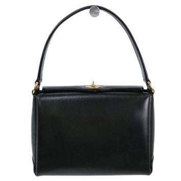 Pre Owned Gucci Black Leather Vintage Top Handle Bag