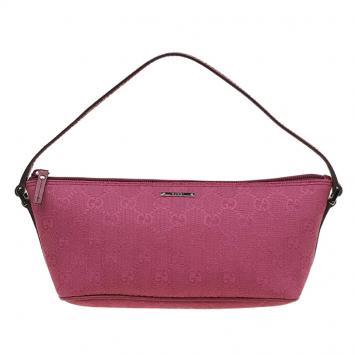 Pre Owned Gucci Pink GG Canvas Banana Boat Pouch