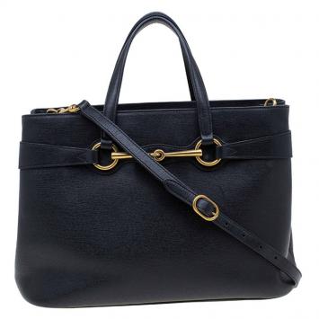 مملوكة مسبقًا Gucci Black Leather Bright Bit Jasmine Top Handle Bag