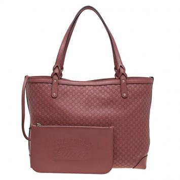 Pre Owned Gucci Brown Micro Guccissima Leather Medium Craft Tote