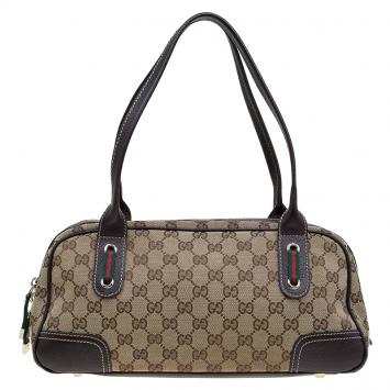 Pre Owned Gucci Beige/Ebony GG Canvas Princy Boston Bag