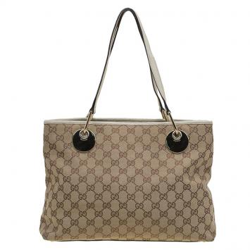 Pre Owned Gucci Beige GG Canvas Small Eclipse Tote