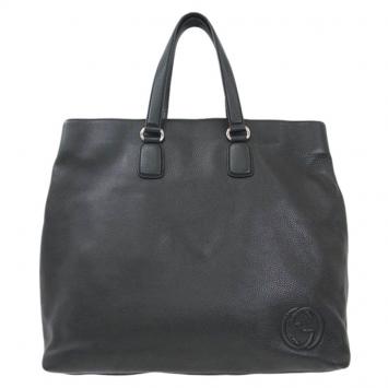 Pre Owned Gucci Black Calfskin Leather Tote
