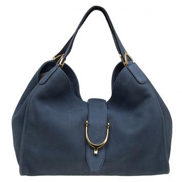 مملوكة مسبقًا Gucci Blue Soft Leather Stirrup Top Handle Bag
