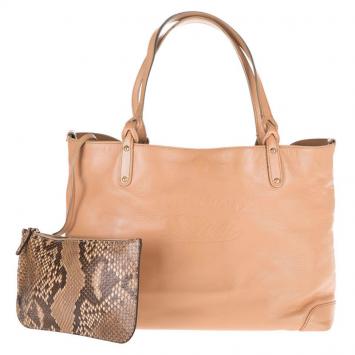 Pre Owned Gucci Brown Leather Medium Craft Tote w/ Python Pouch