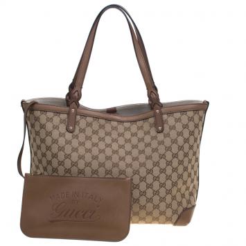 Pre Owned Gucci Beige/Brown GG Canvas Medium Craft Tote