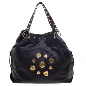 Pre Owned Gucci Holographic Black Leather Irina Tote