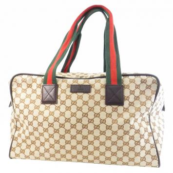 Pre Owned Gucci Beige/Ebony GG Canvas Collapsible Carry-On Duffel Bag